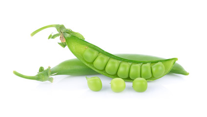 fresh green peas isolated on a white background.