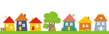 Town, Color Vector  Icon, Group Of Houses.