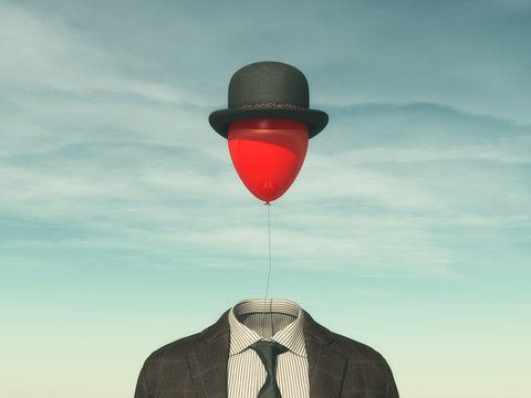 .man with a red balloon