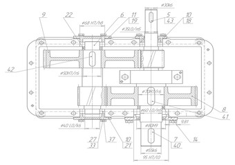 Machine-building drawings on a white background