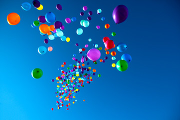 Colorful Balloons flying in the sky party