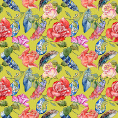  Wildflower rose flower pattern in a watercolor style. Full name of the plant: rose. Aquarelle wild flower for background, texture, wrapper pattern, frame or border.
