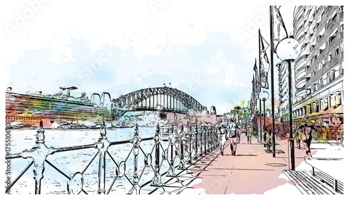 watercolor-sketch-of-sydney-harbour-bridge-australia-in-vector-illustration