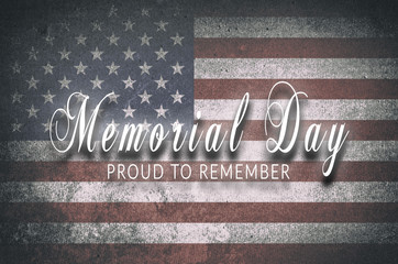 Wall Mural - Memorial Day card with American flag background. Patriotic poster or banner.