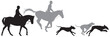 Foxhunting, hunters on horses and running foxhound dogs silhouettes, Fox hunting, Hunting with hounds vector illustration