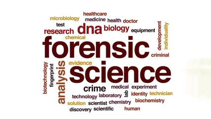 Sticker - Forensic science animated word cloud, text design animation.