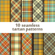 Set Of 10 Seamless Tartan Pattern