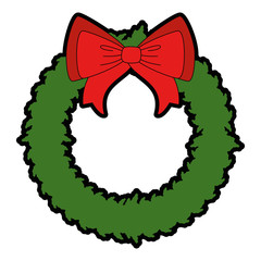 Poster - merry christmas wreath crown with bow