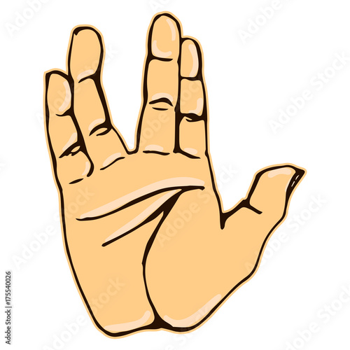 Cuadros en Lienzo Realistic salute vulcan hand gesture icon graphic