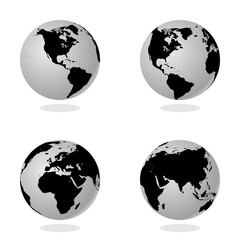 Wall Mural - Set of Abstract Globe with World Map. 3D Vector Illustration.
