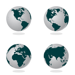 Wall Mural - Set of Abstract Globe with World Map. 3D Vector Illustration.