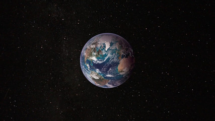 Wall Mural - Earth, galaxy and sun. Planet earth in space animation. Day and night on planet Earth. View from space.