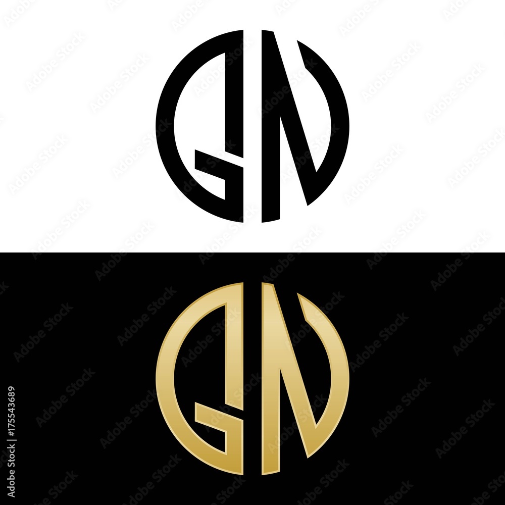 qn initial logo circle shape vector black and gold Stock Vector | Adobe ...