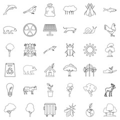 Wall Mural - Animal icons set, outline style