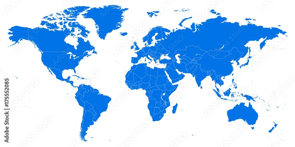 Detailed world map with countries borders Stock Vector | Adobe Stock