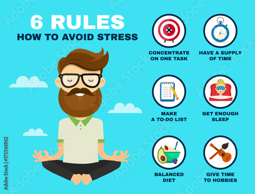 Fotografía 6 rules to avoid stress infographic.
