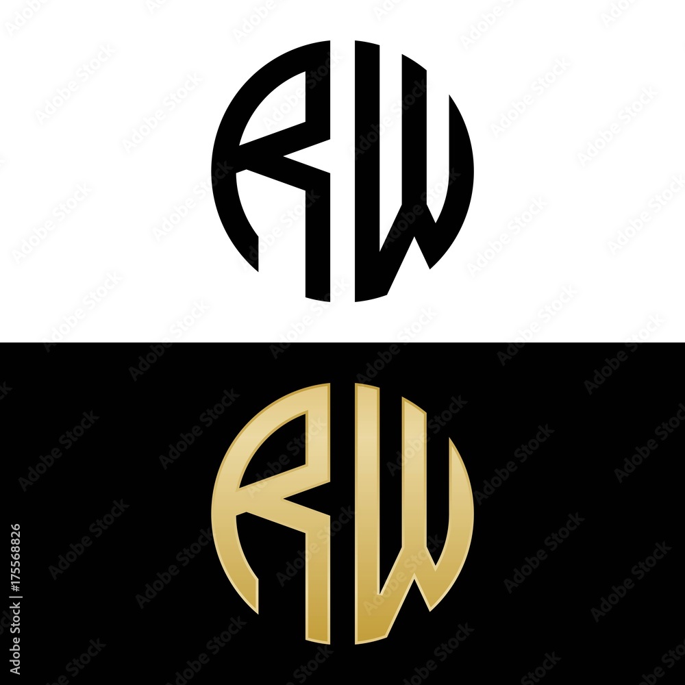rw initial logo circle shape vector black and gold Stock Vector | Adobe ...