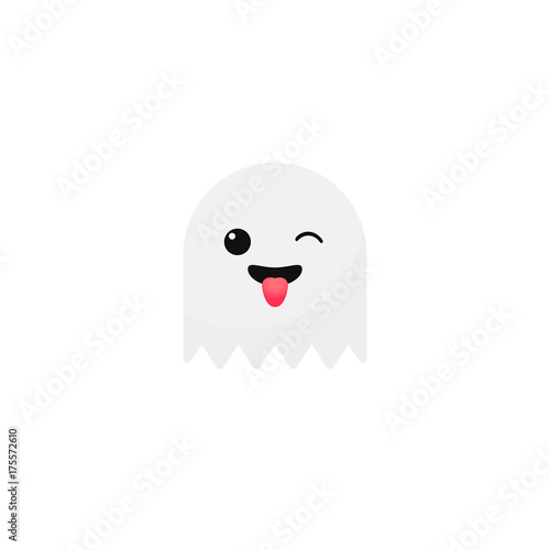 Vector ghost emoji character Halloween icon isolated on white