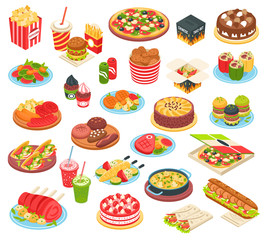 Canvas Print -  Fast Food Isometric Set