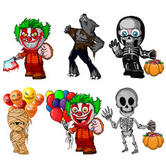 Set of cartoon characters for halloween