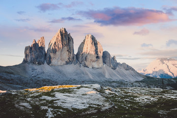 Tre Cime mountain at beautiful sunrise