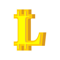 Wall Mural - L letter bitcoin font. Cryptocurrency alphabet. Lettering virtual money. Vector illustration