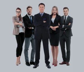 Wall Mural - Group of smiling business people. Isolated over white background