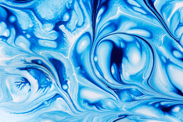  Abstract  winter background of mixing  blue and white paints