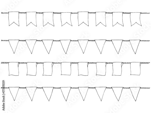 Hand Drawn Doodle Bunting Banners Set For Decoration Doodle