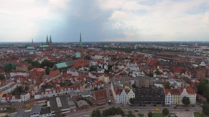 Canvas Print - Lubeck, Germany. Beautiful city aerial view.