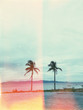 © Nabi Tang/Stocksy - Palm trees near the pier in stormy day shot by iPhone with light leak effect