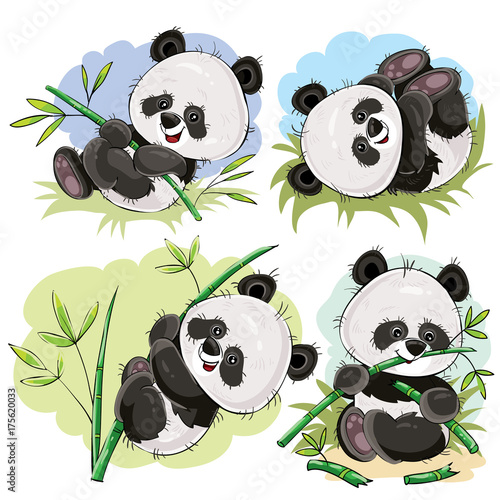 smieszne-panda-bear-baby-gry-na-trawie-wspinaczka-na-lodydze-bambusa-jedzenie-bambusa-oddzialow-wektorow-cartoon-zestaw-na-bialym