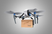 Delivery ConceptGeneric Design Remote Control Air Drone Flying Craft Box Post Fast Delivery 3D Rendering On Grey
