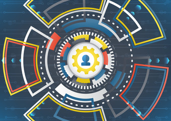 Wall Mural - cyber security concept vector illustration. personal security symbol on multicolor technology circle