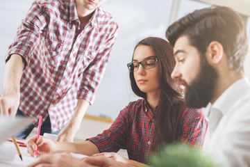 Canvas Print - European group doing paperwork