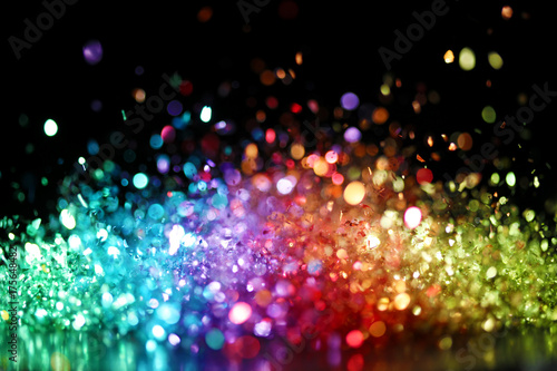 Rainbow of sparkling glittering lights abstract background