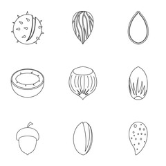 Poster - Eco nuts icon set, outline style