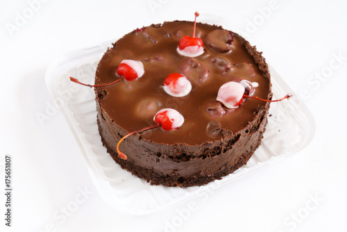 Plakat ciasto czekoladowe z wiśniami