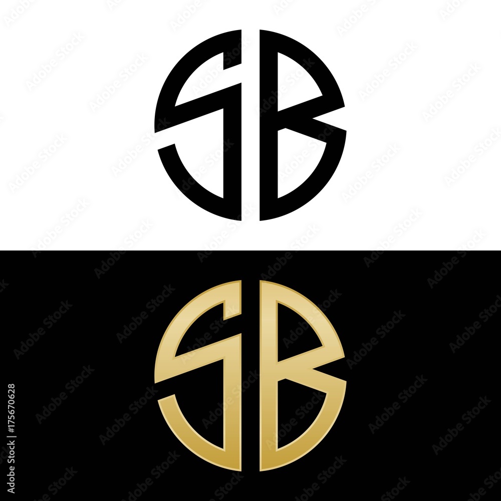 sb initial logo circle shape vector black and gold Stock Vector | Adobe ...
