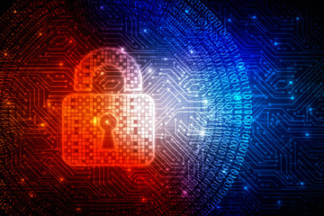 2d illustration Safety concept: Closed Padlock on digital background