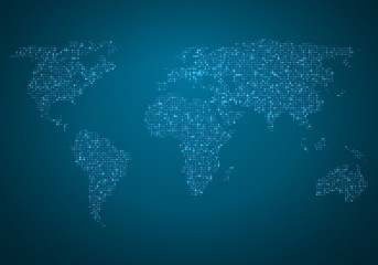 illustration of vector global map. world map glowing atlas