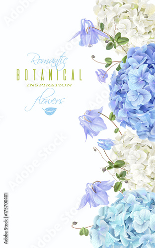Hydrangea vertical banner blue