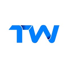 tw logo initial logo vector modern blue fold style