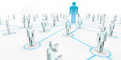 Wall Mural - Leader connecting a group of people 3D rendering