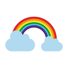 Sticker - rainbow with clouds icon image vector illustration design 