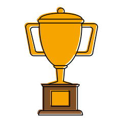 trophy cup on podium first place icon image vector illustration design 