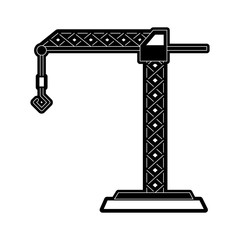 Sticker - crane construction icon image vector illustration design  black and white