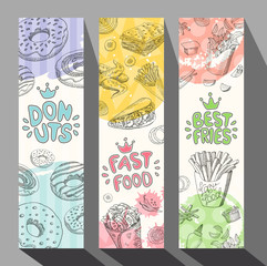 Wall Mural - Fastfood colorful modern banners set.