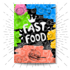 Wall Mural - Fastfood colorful modern banners set.