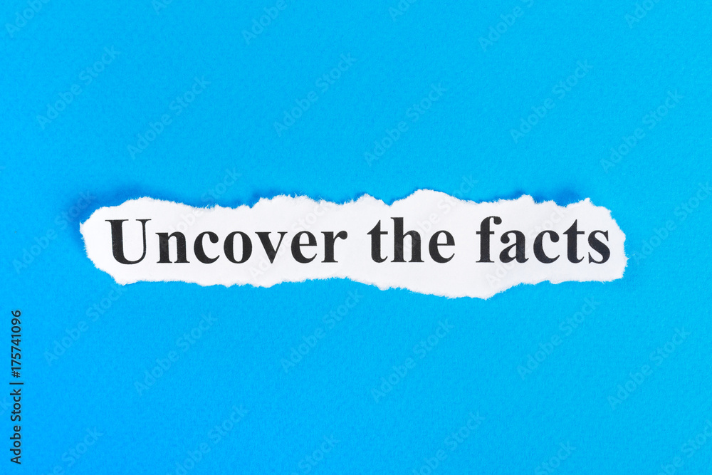 Stock-Foto „Uncover The Facts text on paper. Word Uncover The Facts on ...